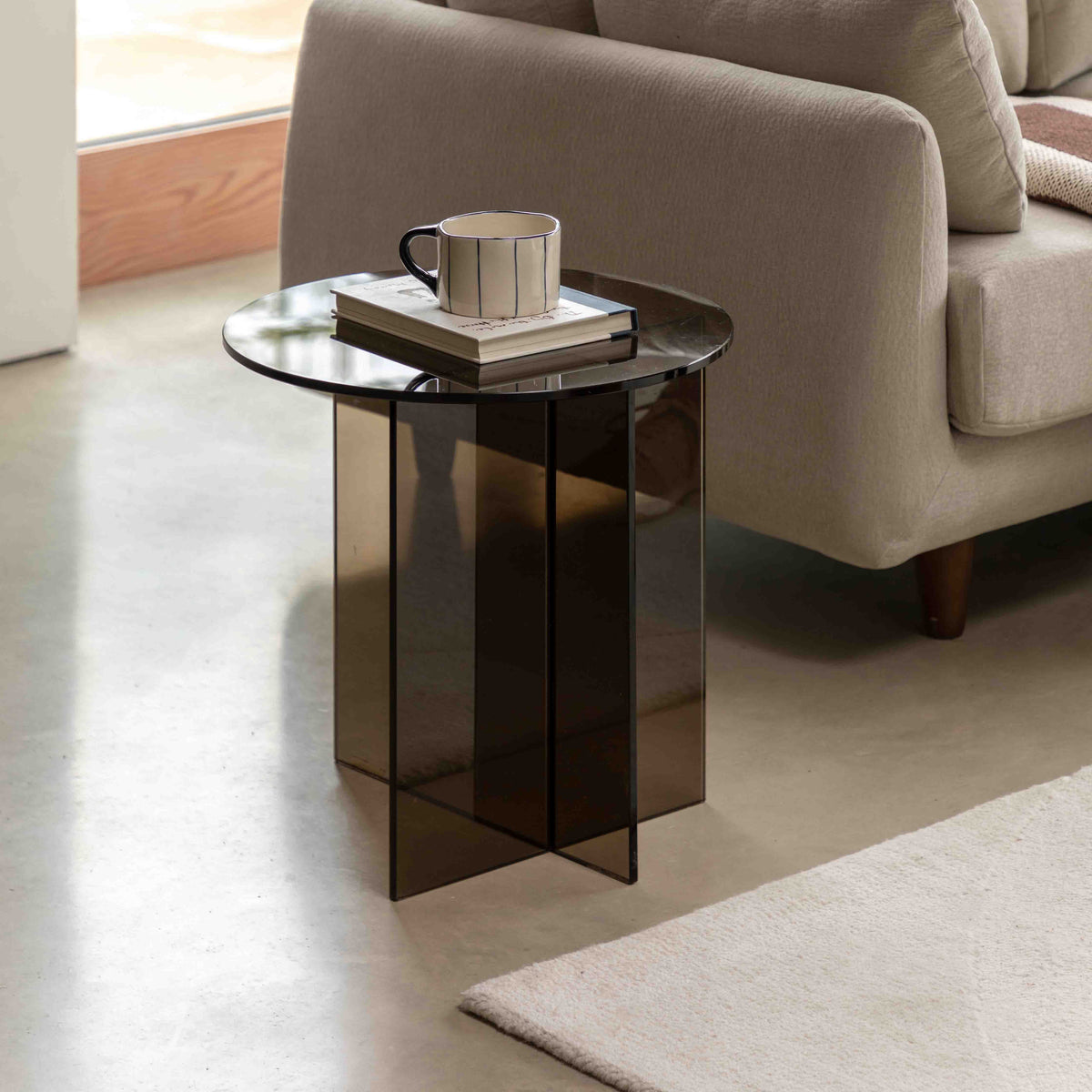 Bodhi Living Parioli Glass Side Table Charcoal House of Isabella UK