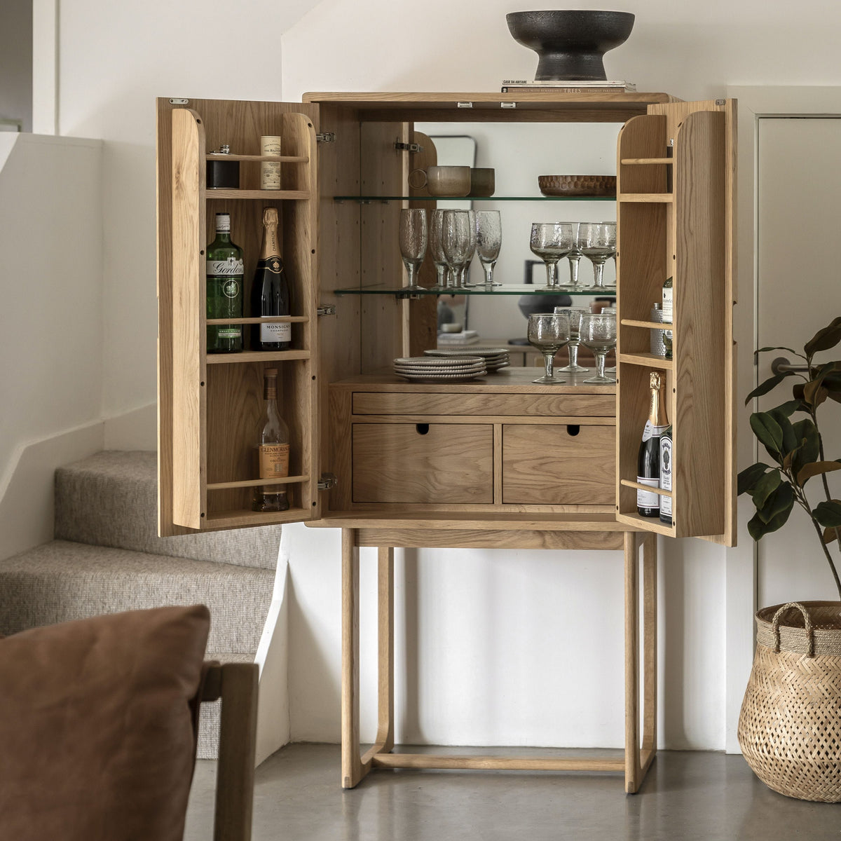 Payton Cocktail Cabinet Natural 850x450x1600mm.