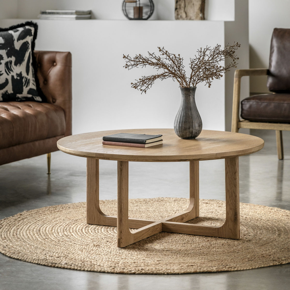 Payton Round Coffee Table Natural 900x900x400mm.