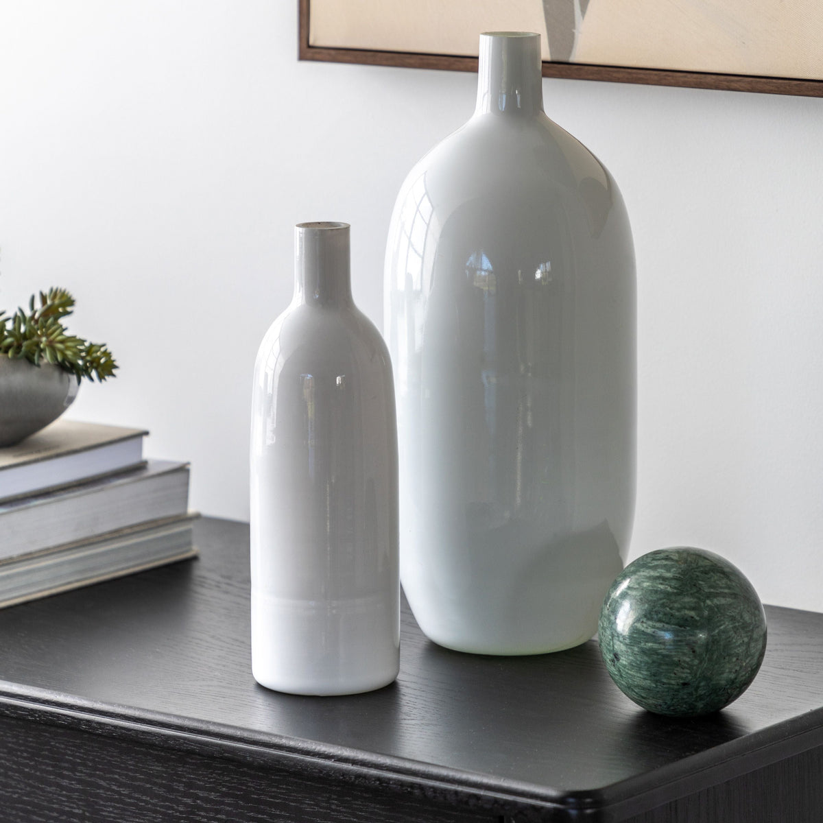Bodhi Living Santo Glass Bottle Vase White Small House of Isabella UK