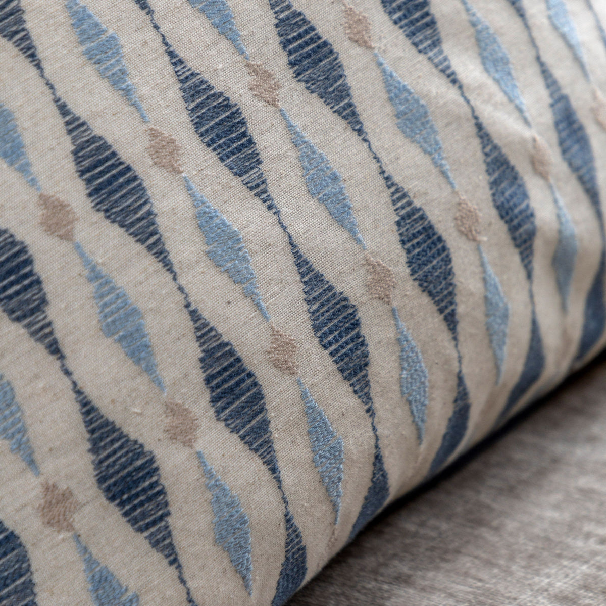 Bodhi Living Sierra Ikat Embellished Cushion Ink Blue House of Isabella UK