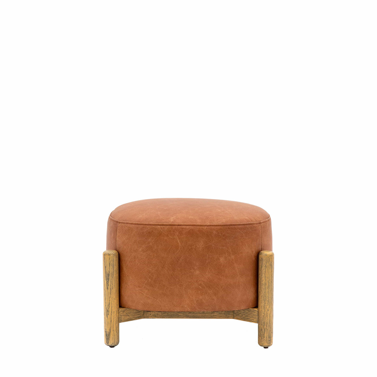 Tindon Footstool Vintage Brown Leather.