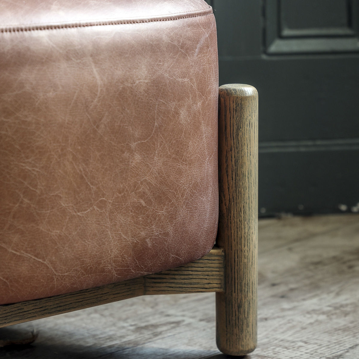 Tindon Footstool Vintage Brown Leather.