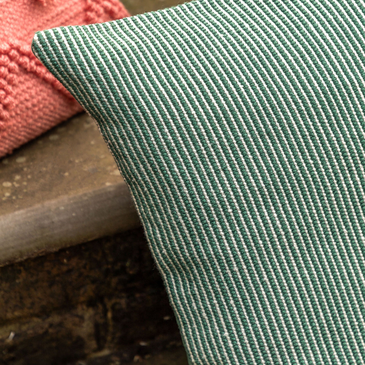 Bodhi Living Ula Pinstripe Cushion Green House of Isabella UK