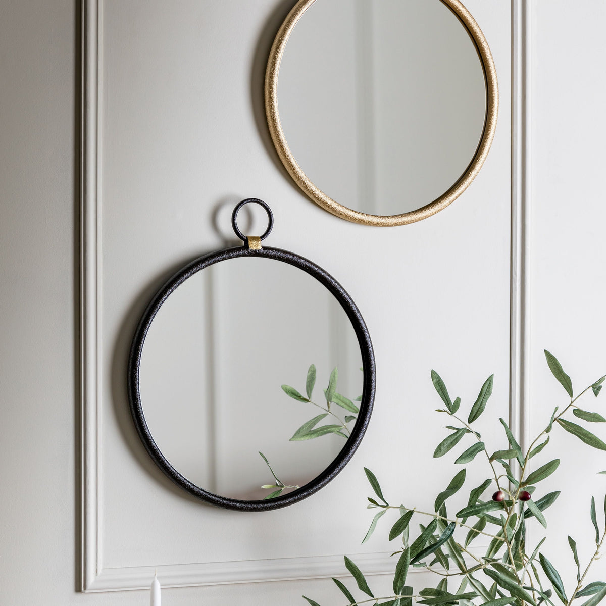 Barbon Black Round Mirror - Small.
