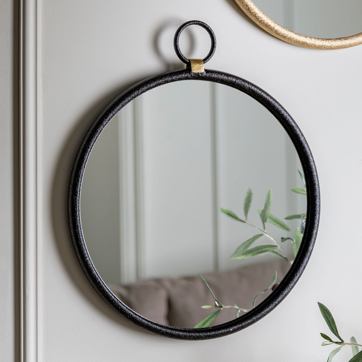 Barbon Black Round Mirror - Small.