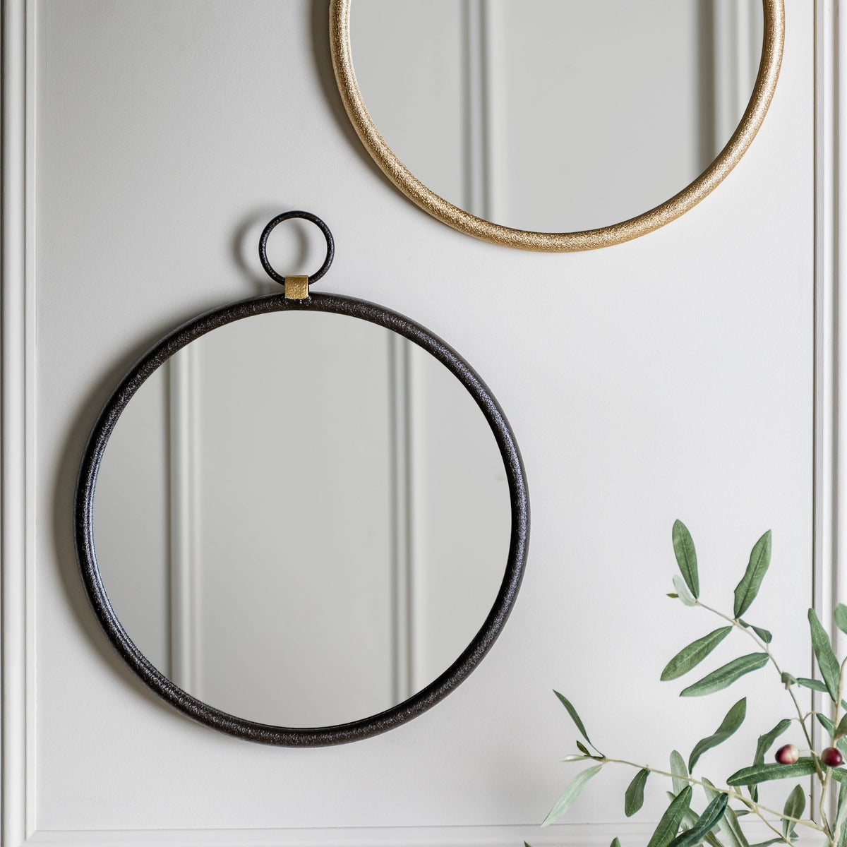 Barbon Black Round Mirror - Small.