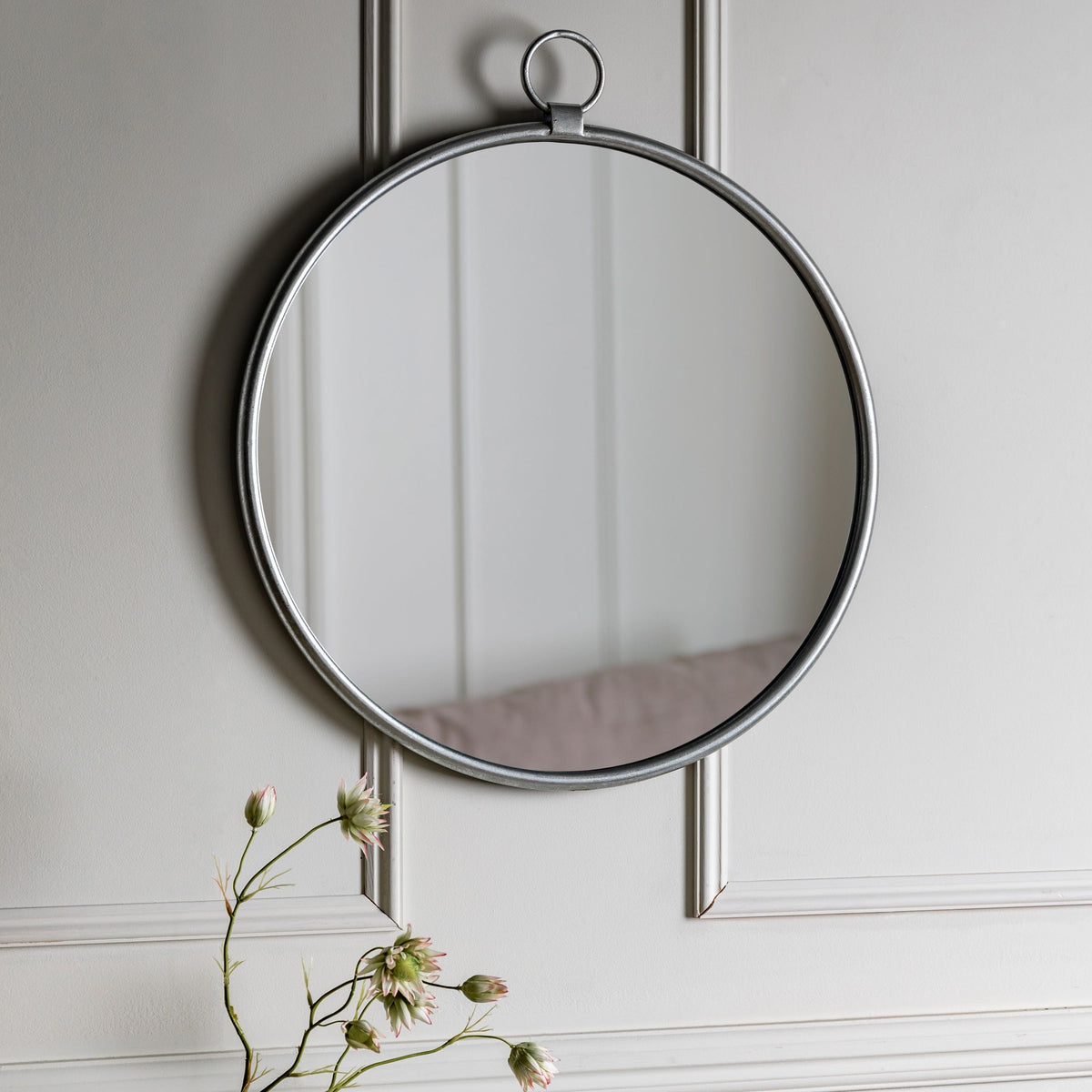 Barbon Silver Round Mirror - Large.