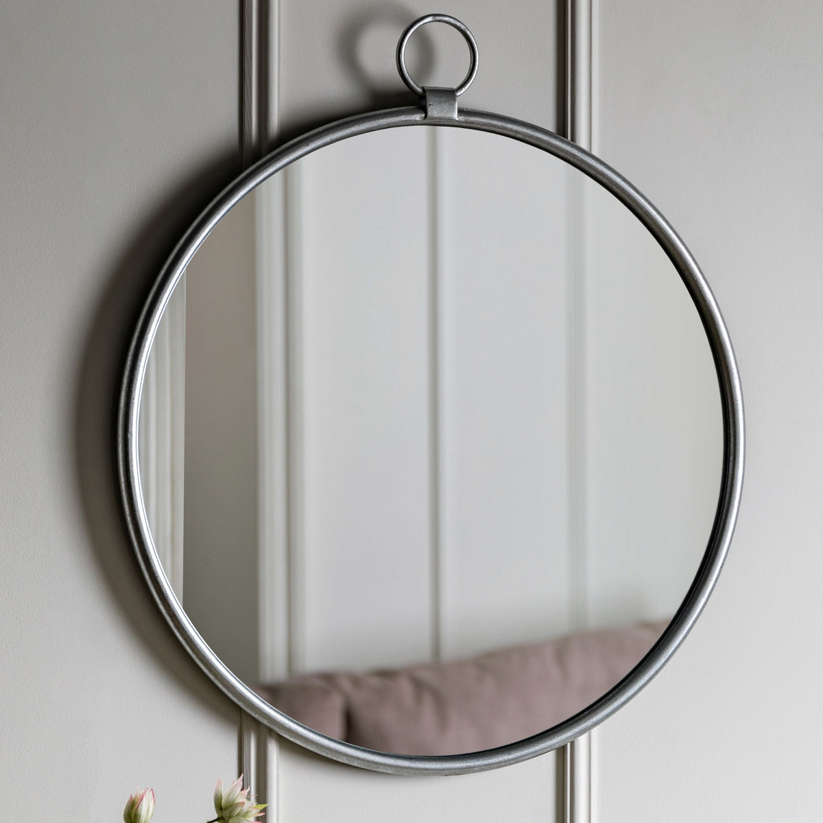 Barbon Silver Round Mirror - Large.