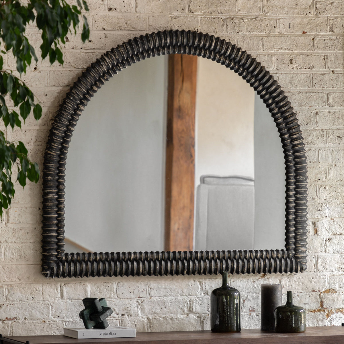 Bodhi Mirrors Caffs Arch Overmantle Black Wash House of Isabella UK