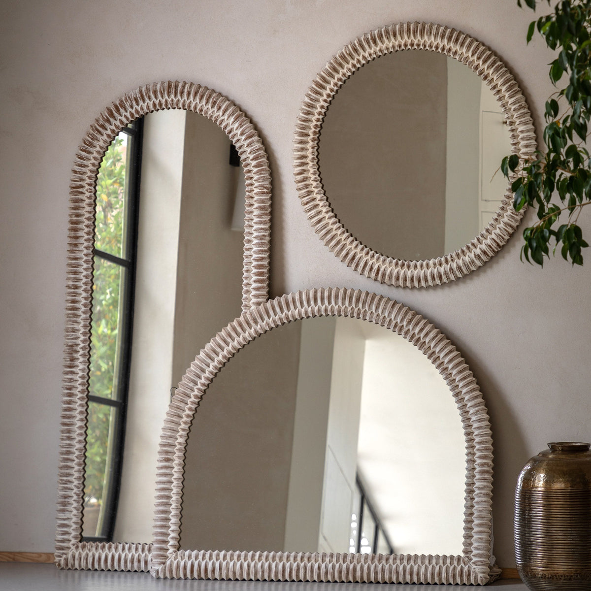 Bodhi Mirrors Caffs Arch Overmantle White Wash House of Isabella UK