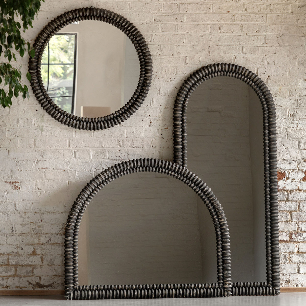 Bodhi Mirrors Caffs Round Mirror Black Wash House of Isabella UK