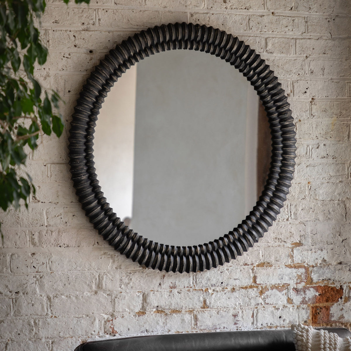 Bodhi Mirrors Caffs Round Mirror Black Wash House of Isabella UK