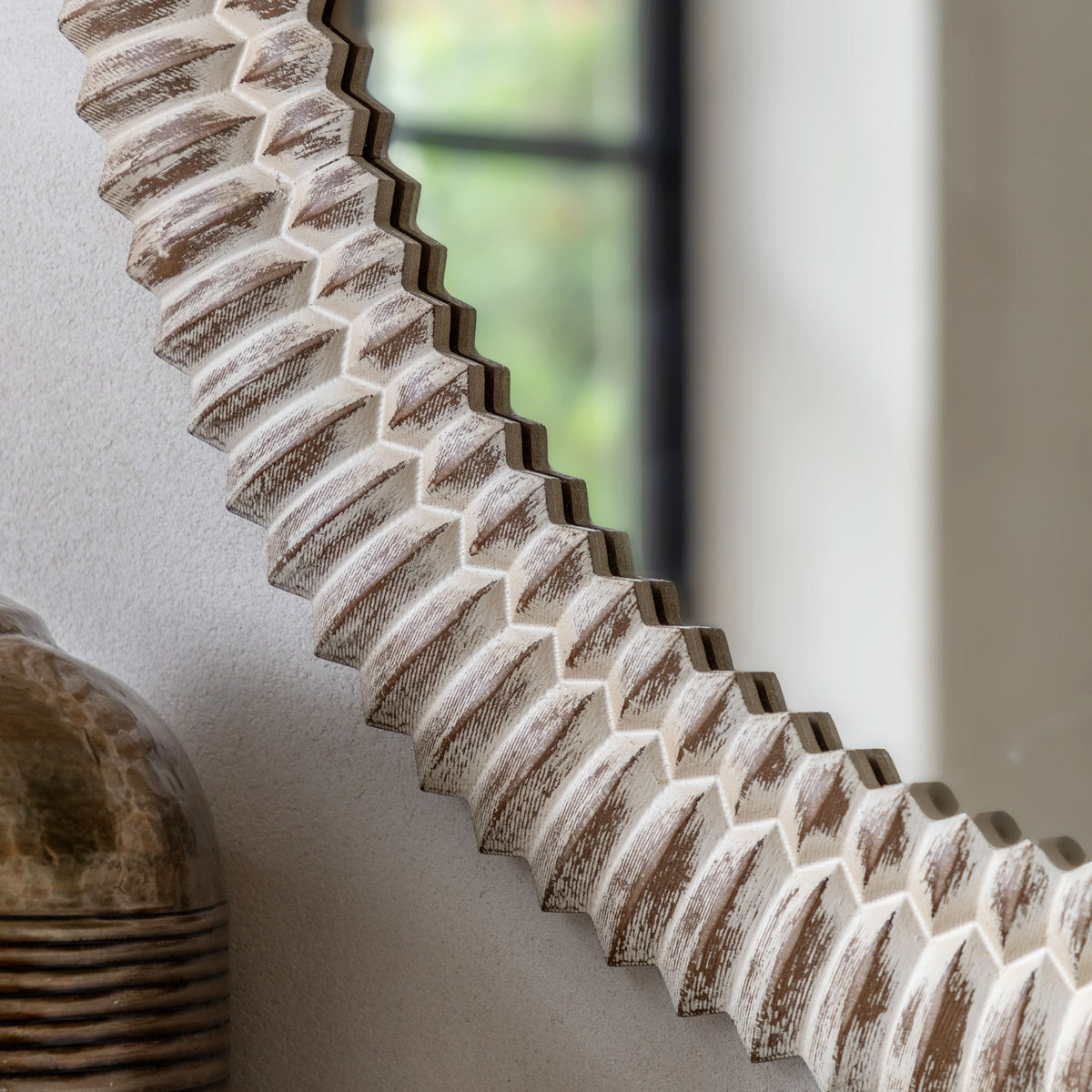 Bodhi Mirrors Caffs Round Mirror White Wash House of Isabella UK