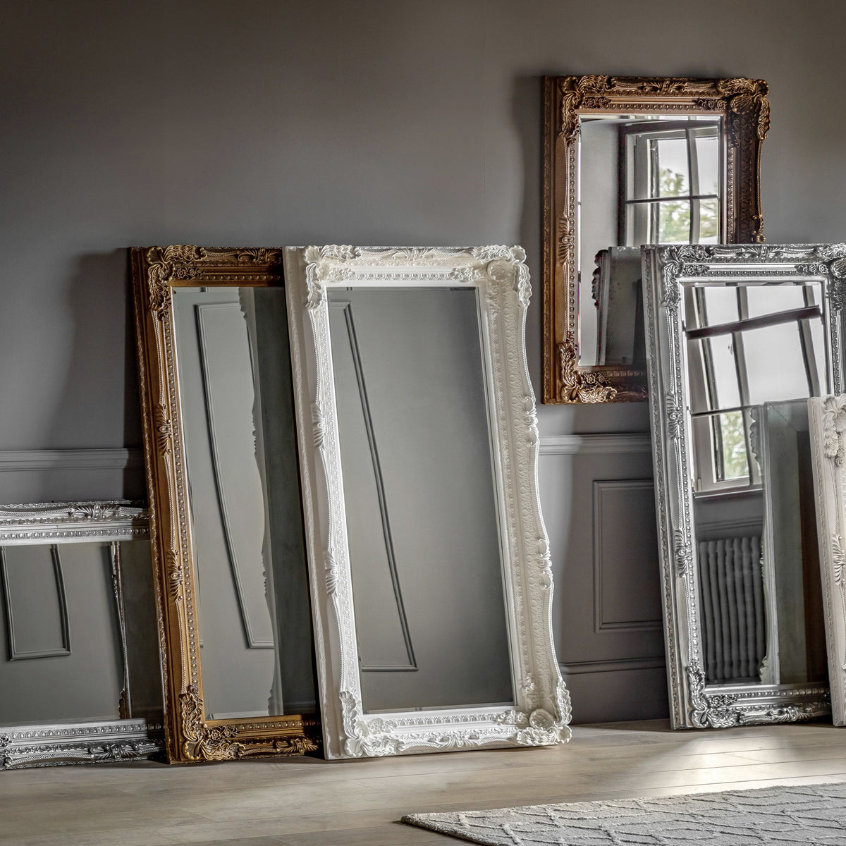 Bodhi Mirrors Carved Louis Leaner Mirror Cream House of Isabella UK