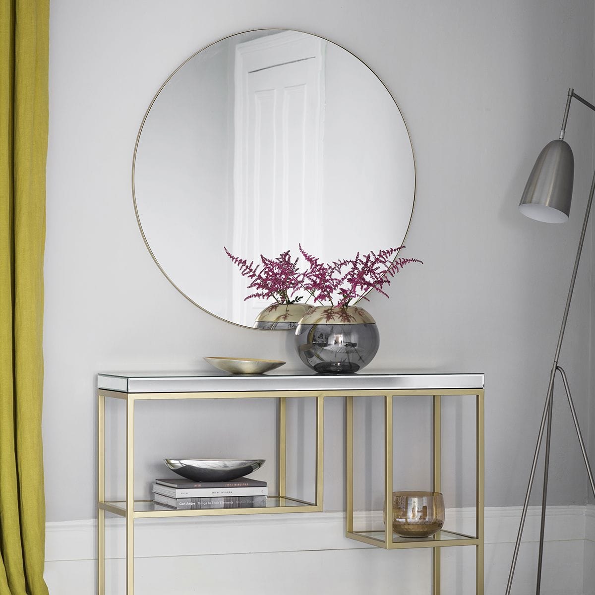 Bodhi Mirrors Chartridge Round Mirror Champagne W1000 x D20 x H1000mm House of Isabella UK