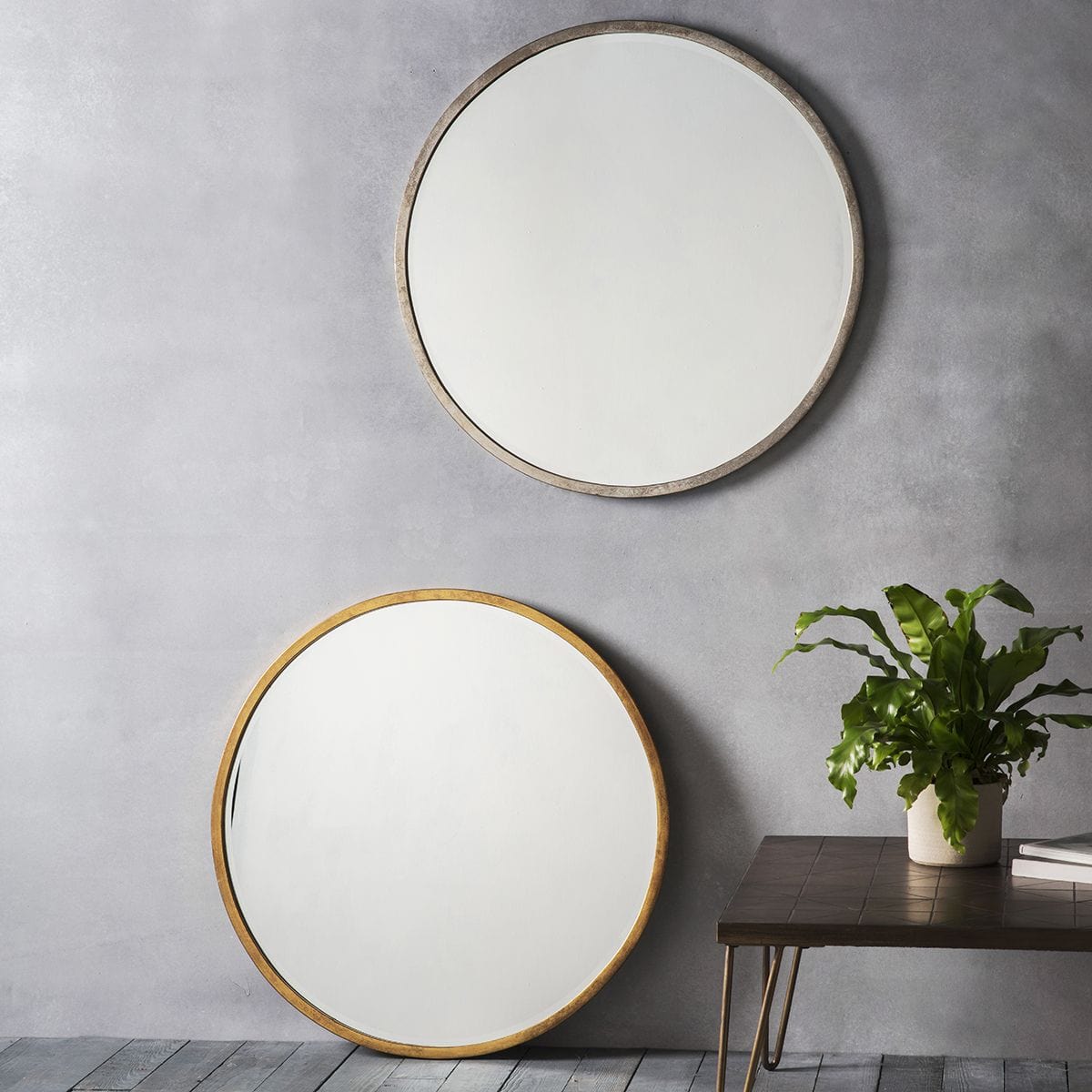 Bodhi Mirrors Chichester Round Mirror Antique Gold W800 x D20 x H800mm House of Isabella UK