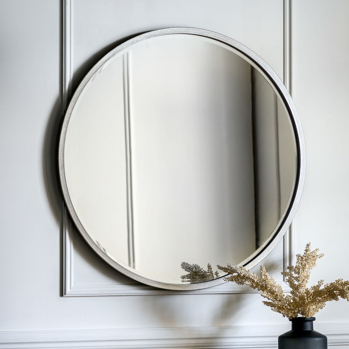Chichester Round Mirror Antique Silver.