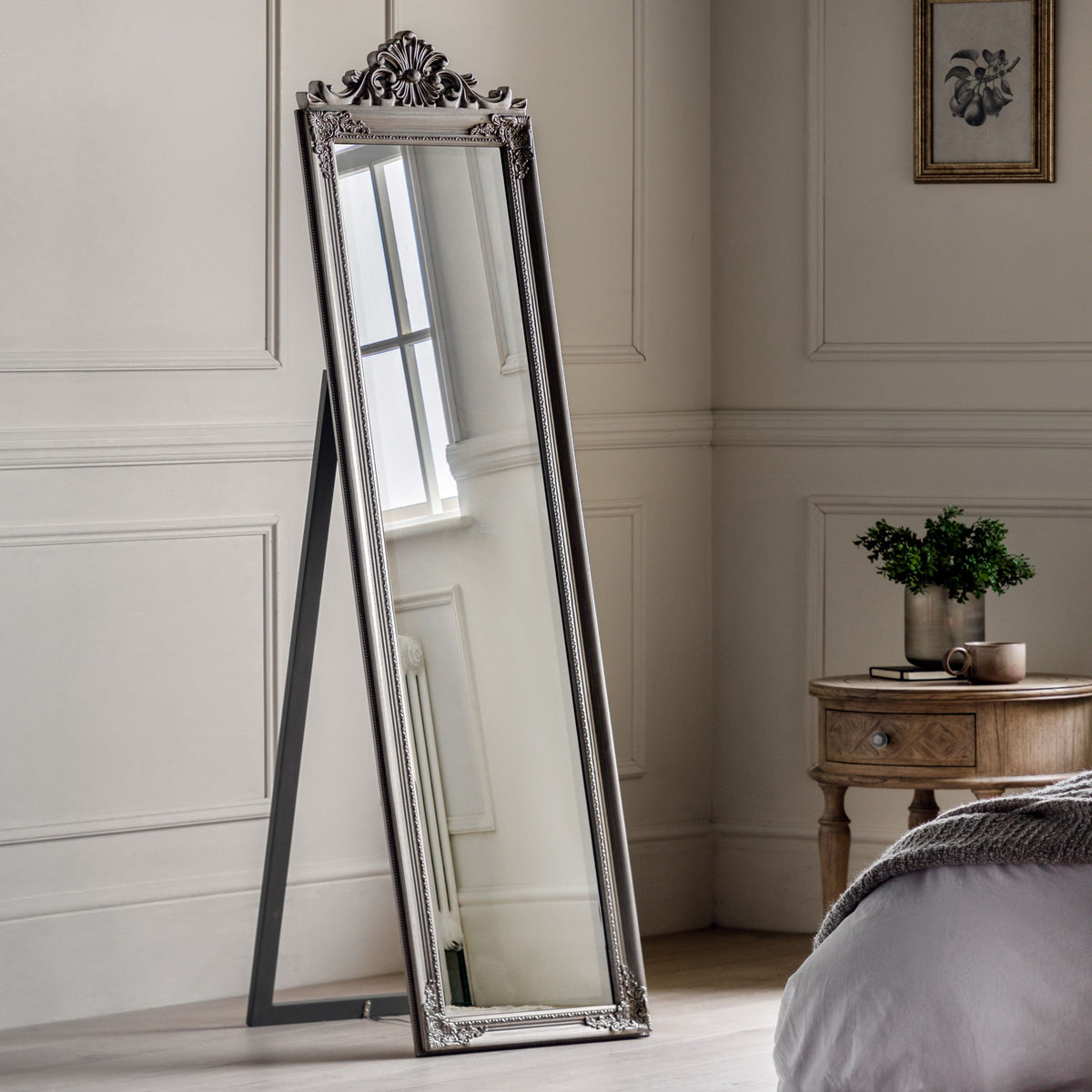 Bodhi Mirrors Lambeth Wood Cheval Mirror Silver House of Isabella UK