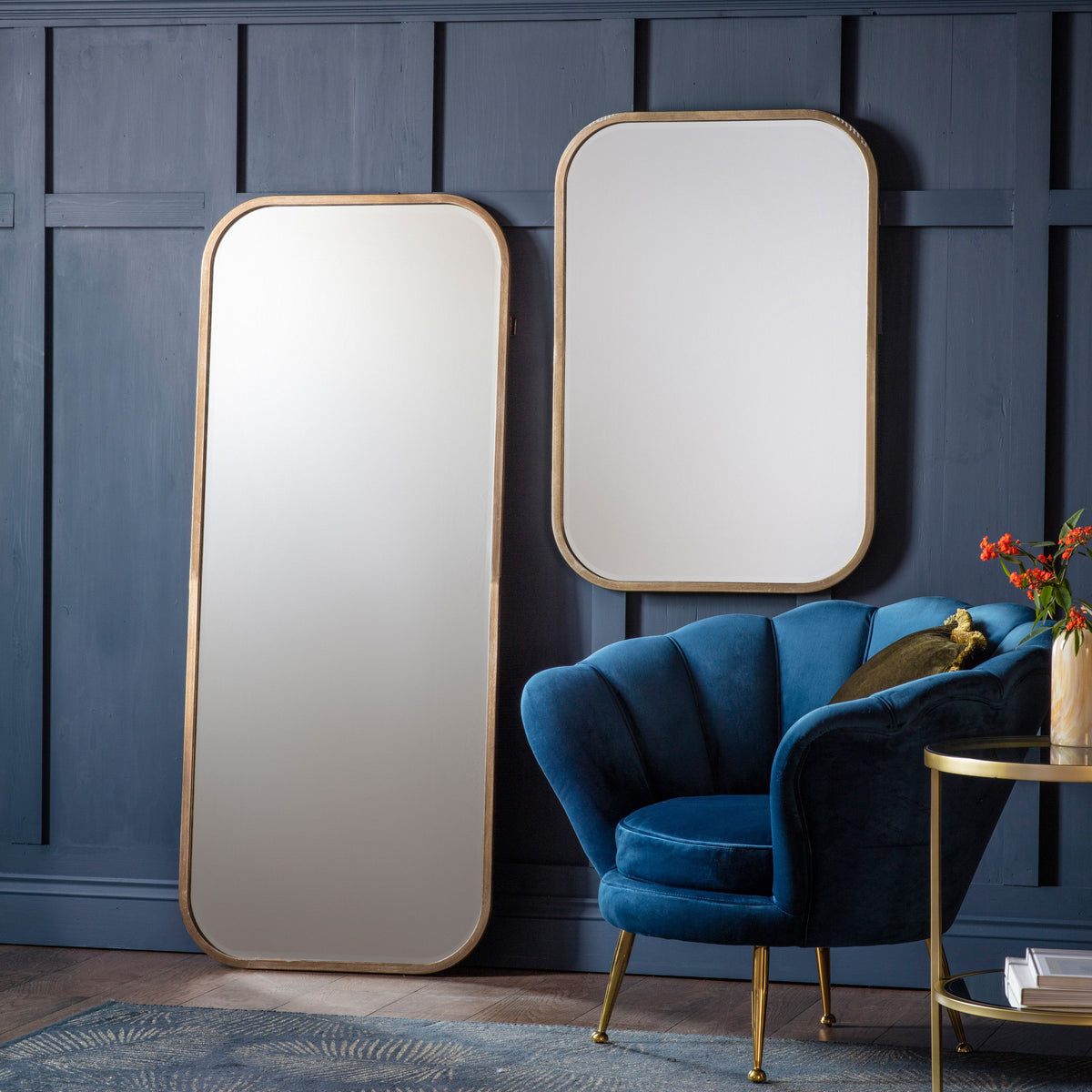 Bodhi Mirrors Logan Rectangle Mirror Distressed Champagne House of Isabella UK