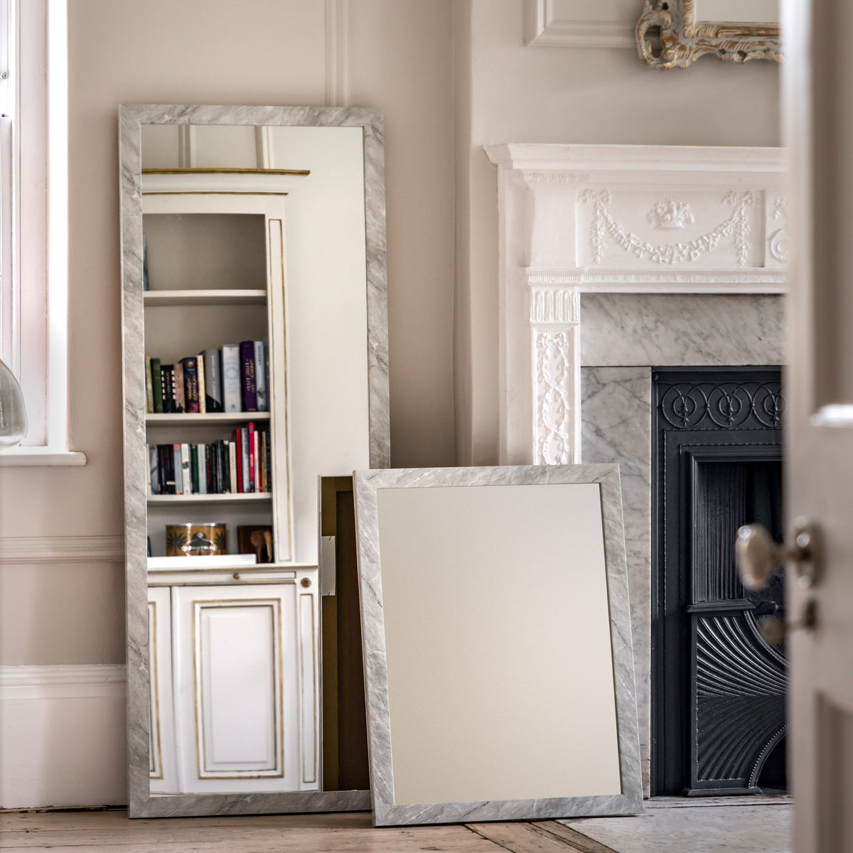 Bodhi Mirrors Romano Mirror Marbled White Small House of Isabella UK