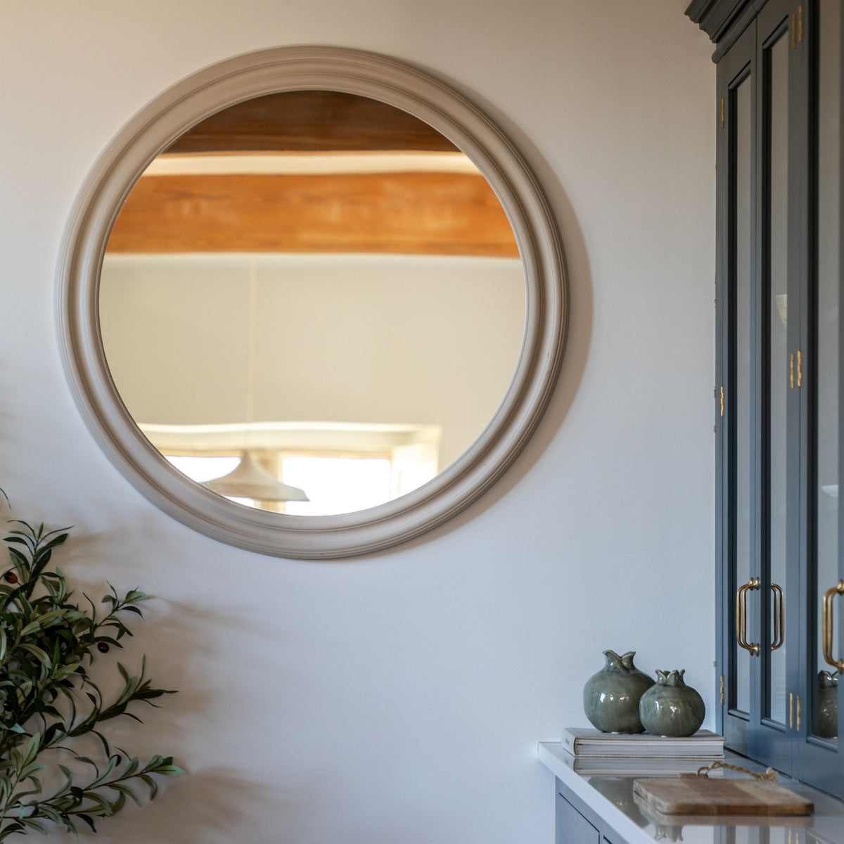 Bodhi Mirrors Suffolk Round Mirror Mushroom Large House of Isabella UK