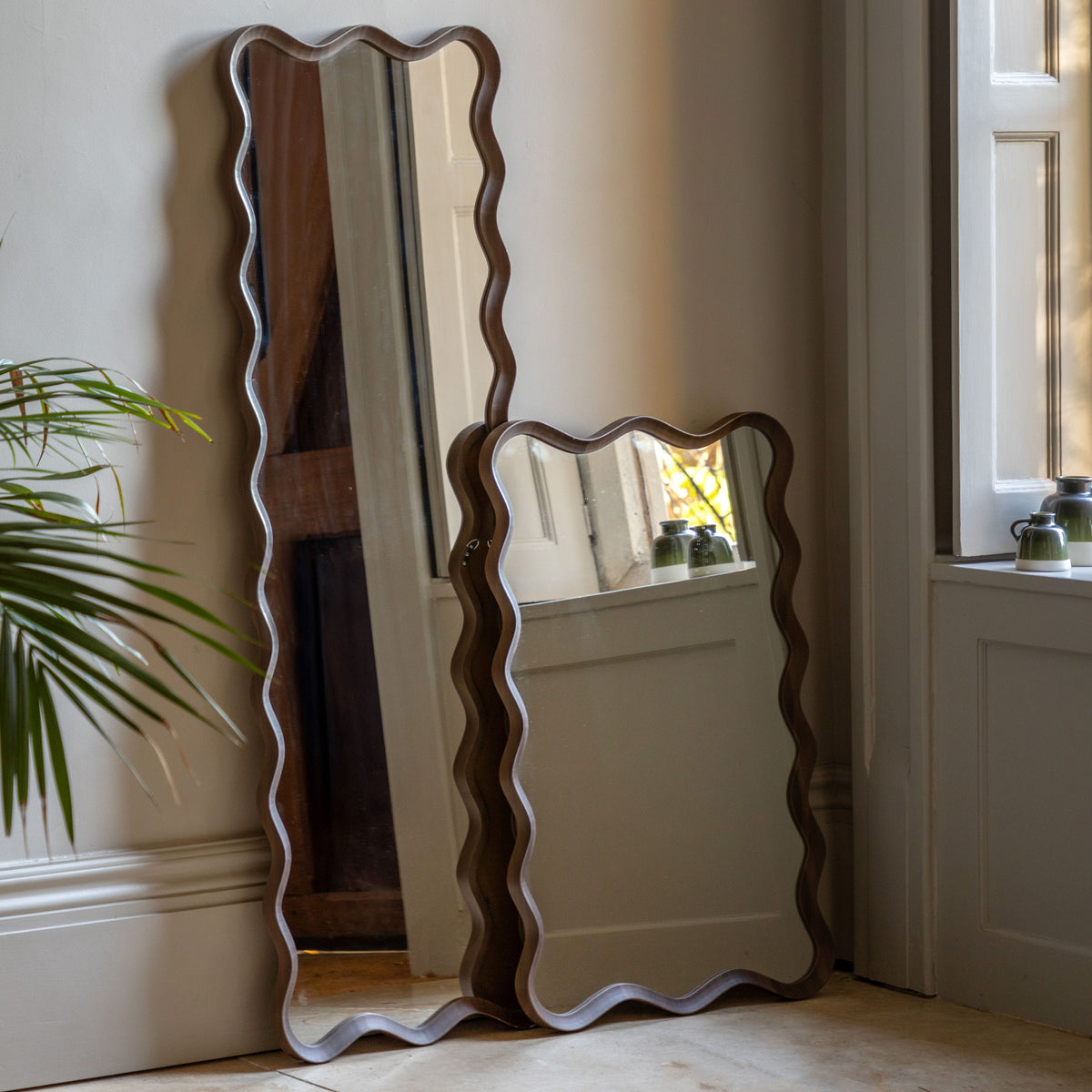Bodhi Mirrors Wiggle Leaner Mirror Walnut House of Isabella UK