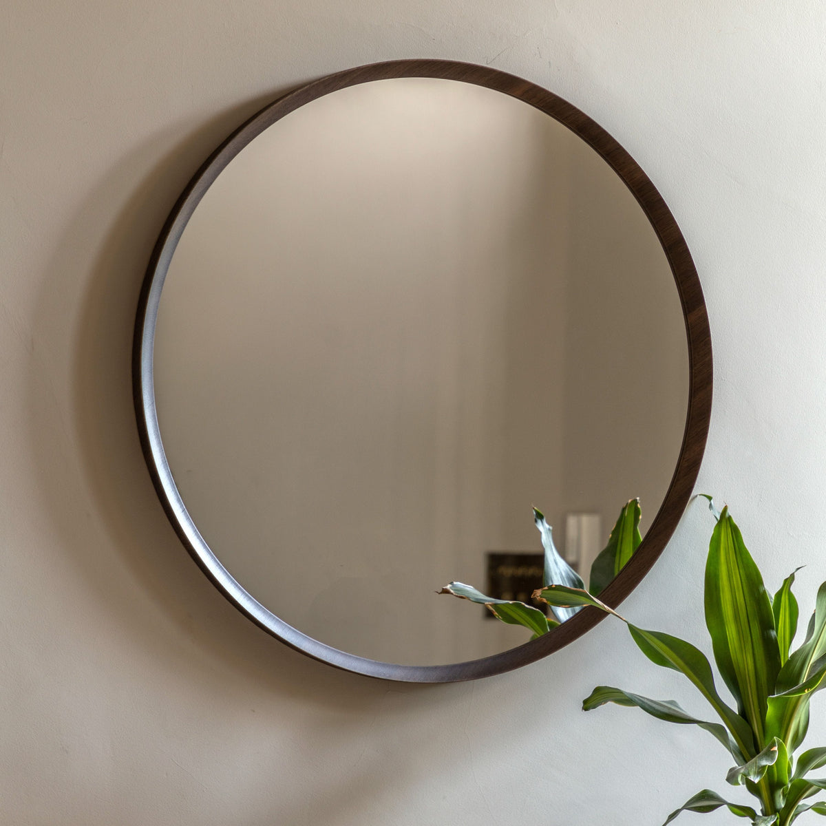 Bodhi Mirrors Woodstock Round Mirror Walnut Large House of Isabella UK