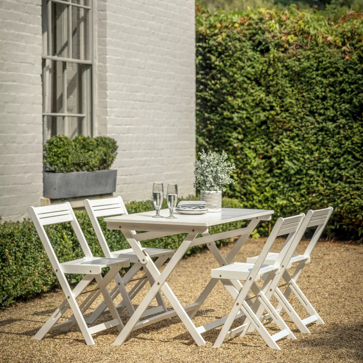 Bodhi Outdoors Lindos White Foldaway Dining Set House of Isabella UK