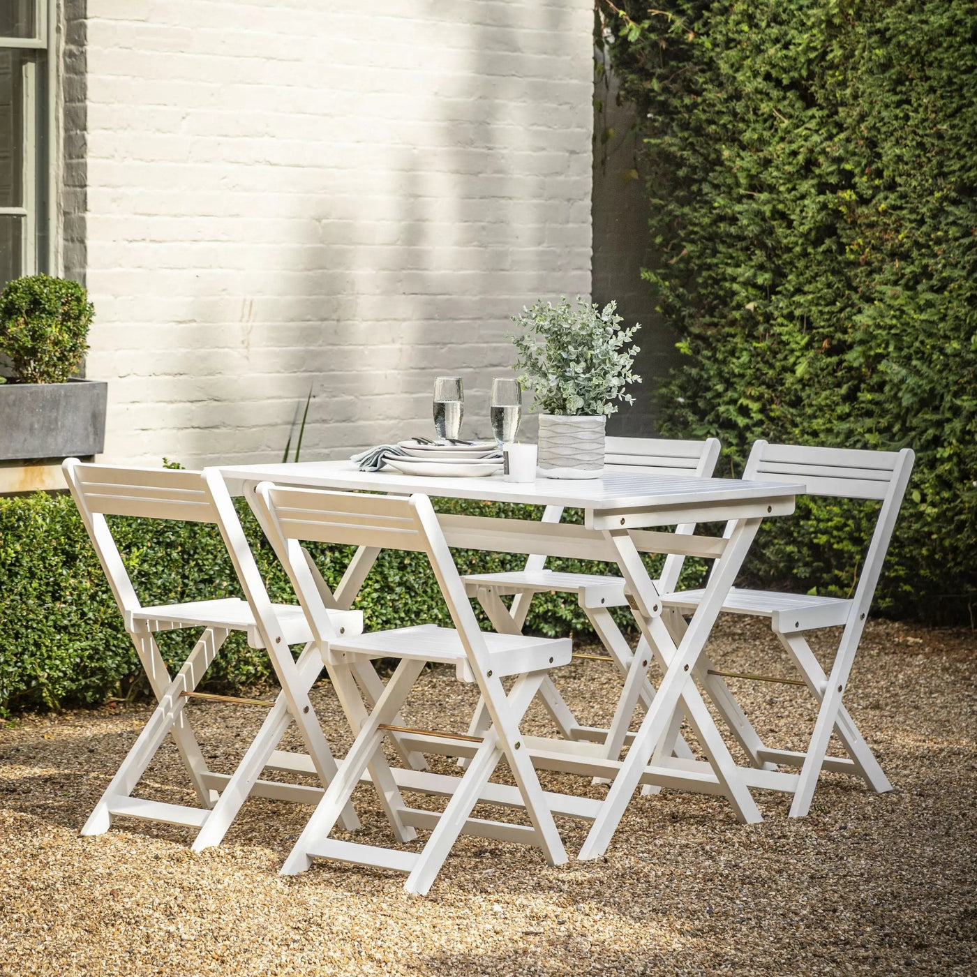 Bodhi Outdoors Lindos White Foldaway Dining Set House of Isabella UK