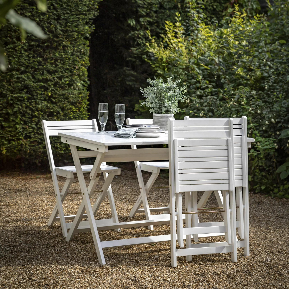 Lindos White Foldaway Dining Set.