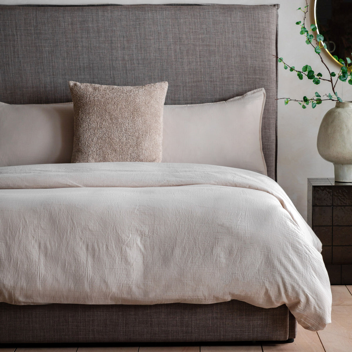 Bodhi Sleeping Alba Washed Cotton Quilt Cover Set Taupe King House of Isabella UK