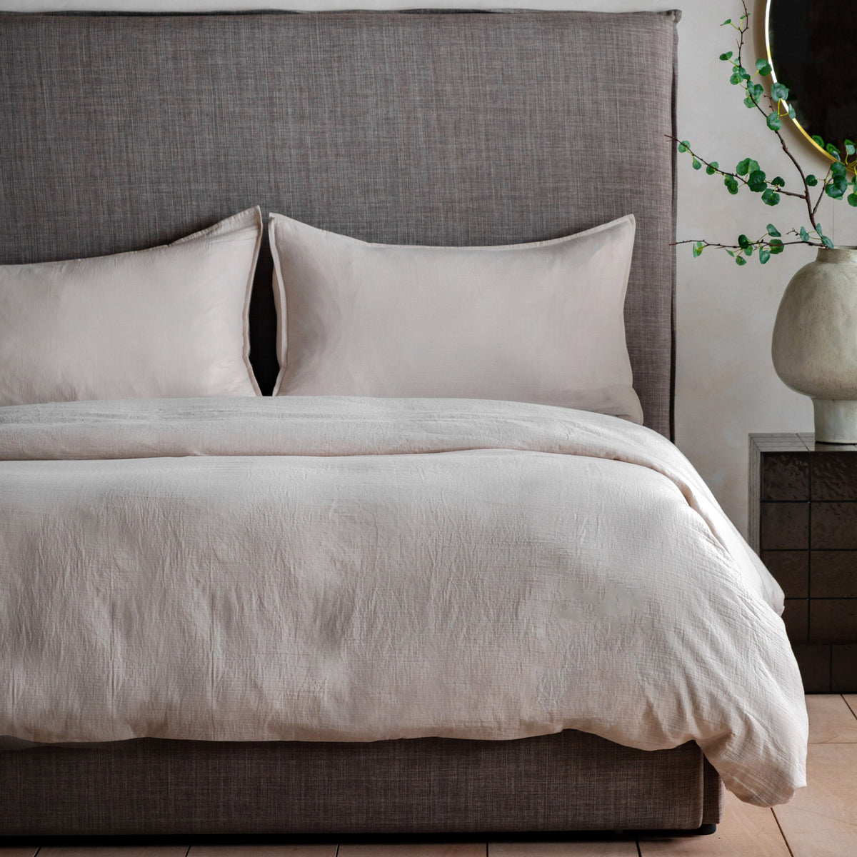 Bodhi Sleeping Alba Washed Cotton Quilt Cover Set Taupe Superking House of Isabella UK