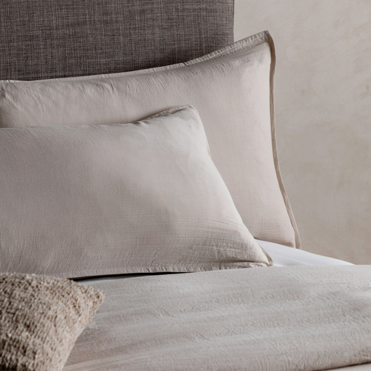 Bodhi Sleeping Alba Washed Cotton Quilt Cover Set Taupe Superking House of Isabella UK