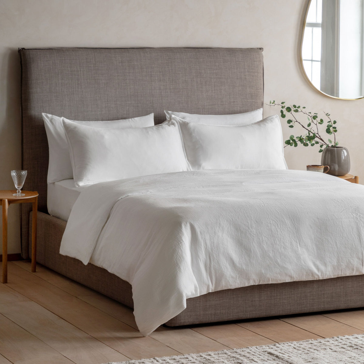 Bodhi Sleeping Alba Washed Cotton Quilt Cover Set White Single House of Isabella UK