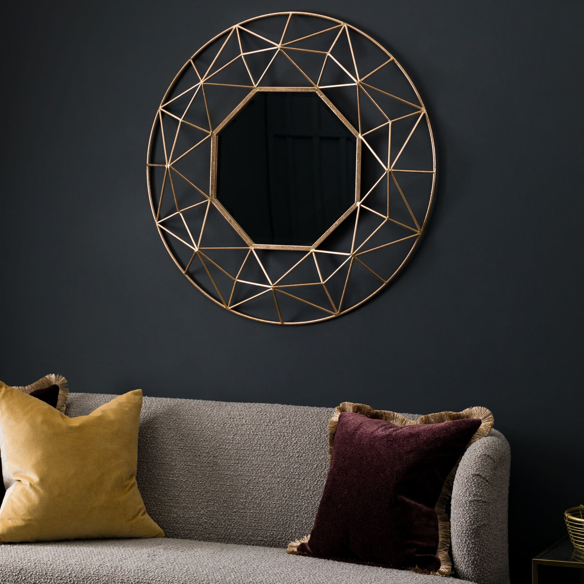 Ansford Gold Effect Metal Frame Mirror 88.5cm.