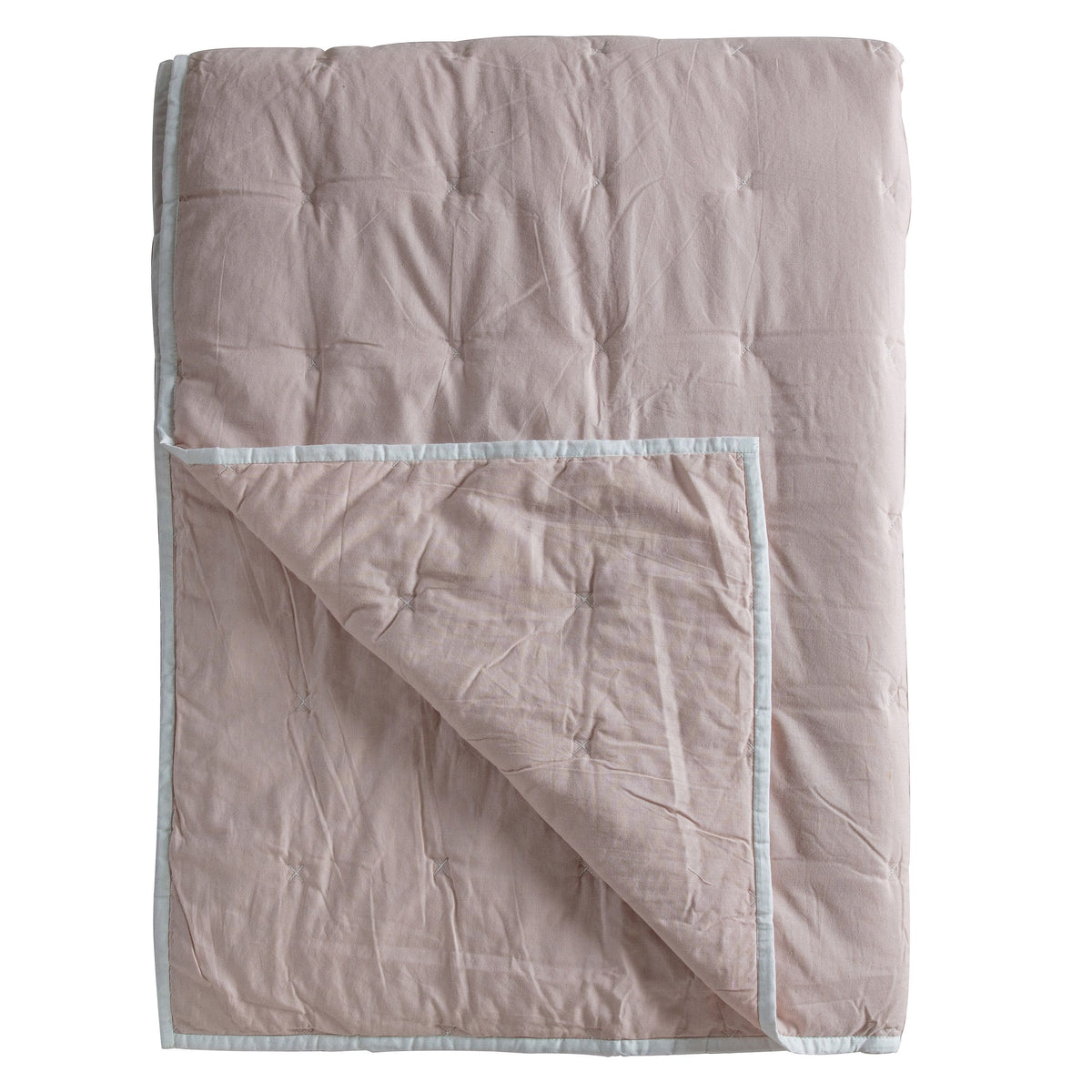 Boswin Stitch Bedspread White Blush.