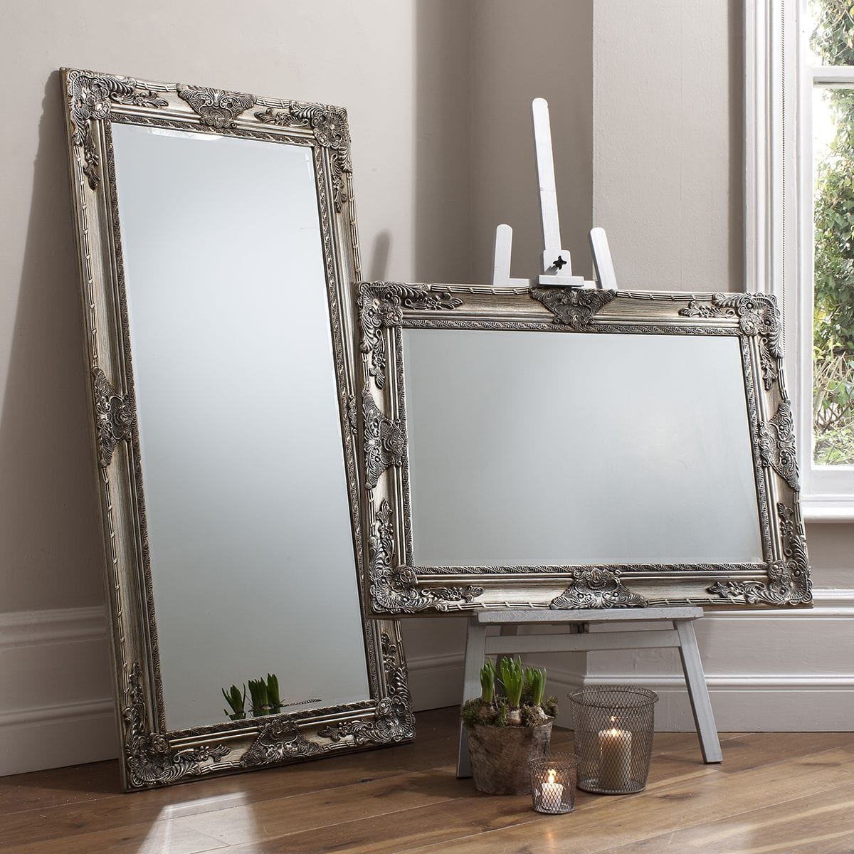 Bodhi Sleeping Caulcott Leaner Mirror Silver 67x33" House of Isabella UK