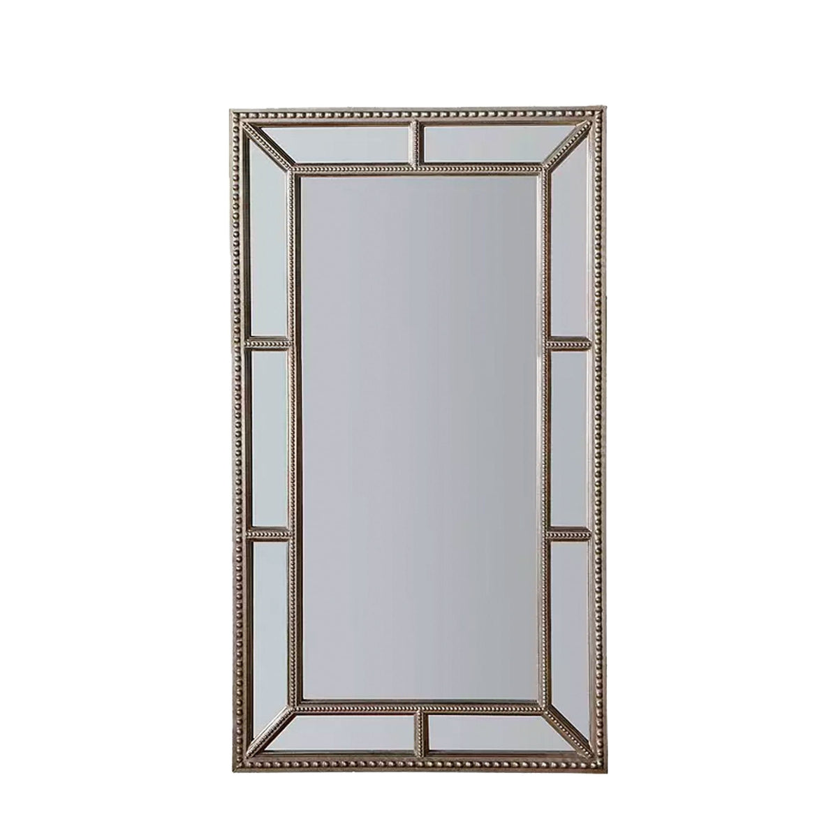 Crawley Pewter Finish Wide Panelled Mirror - 62'' x 31''.
