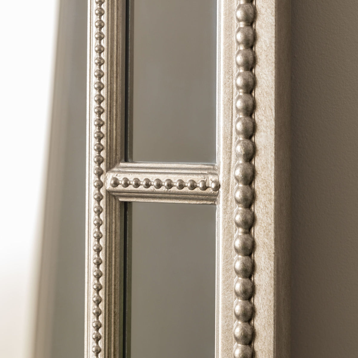 Crawley Pewter Finish Wide Panelled Mirror - 62'' x 31''.