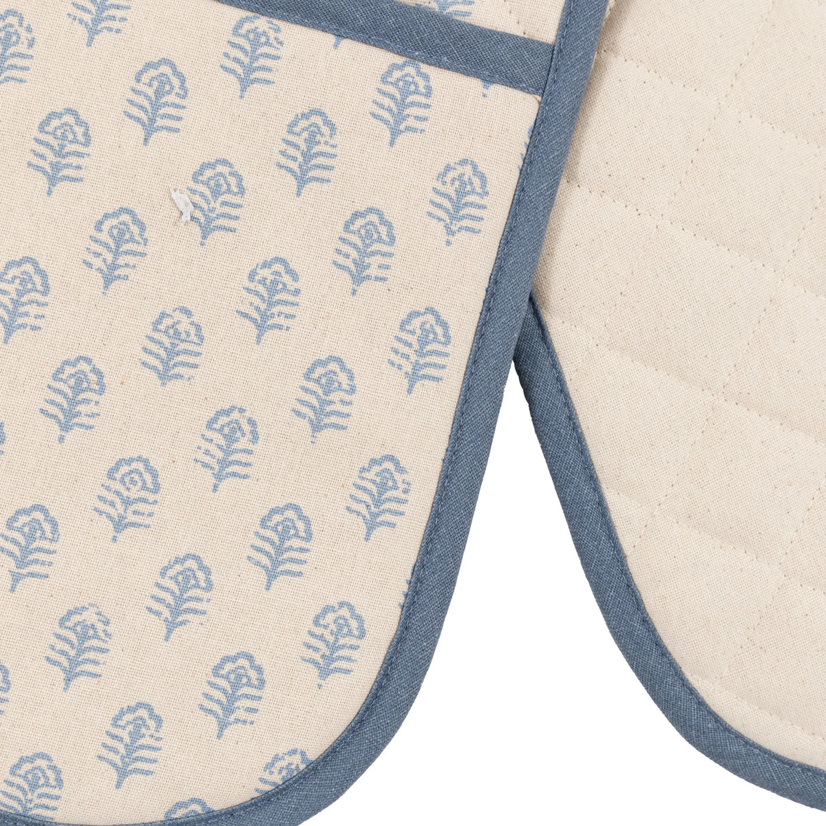 Bodhi Sleeping Fleur Floral Stamp Double Oven Glove Blue House of Isabella UK