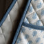 Bodhi Sleeping Fleur Floral Stamp Double Oven Glove Blue House of Isabella UK