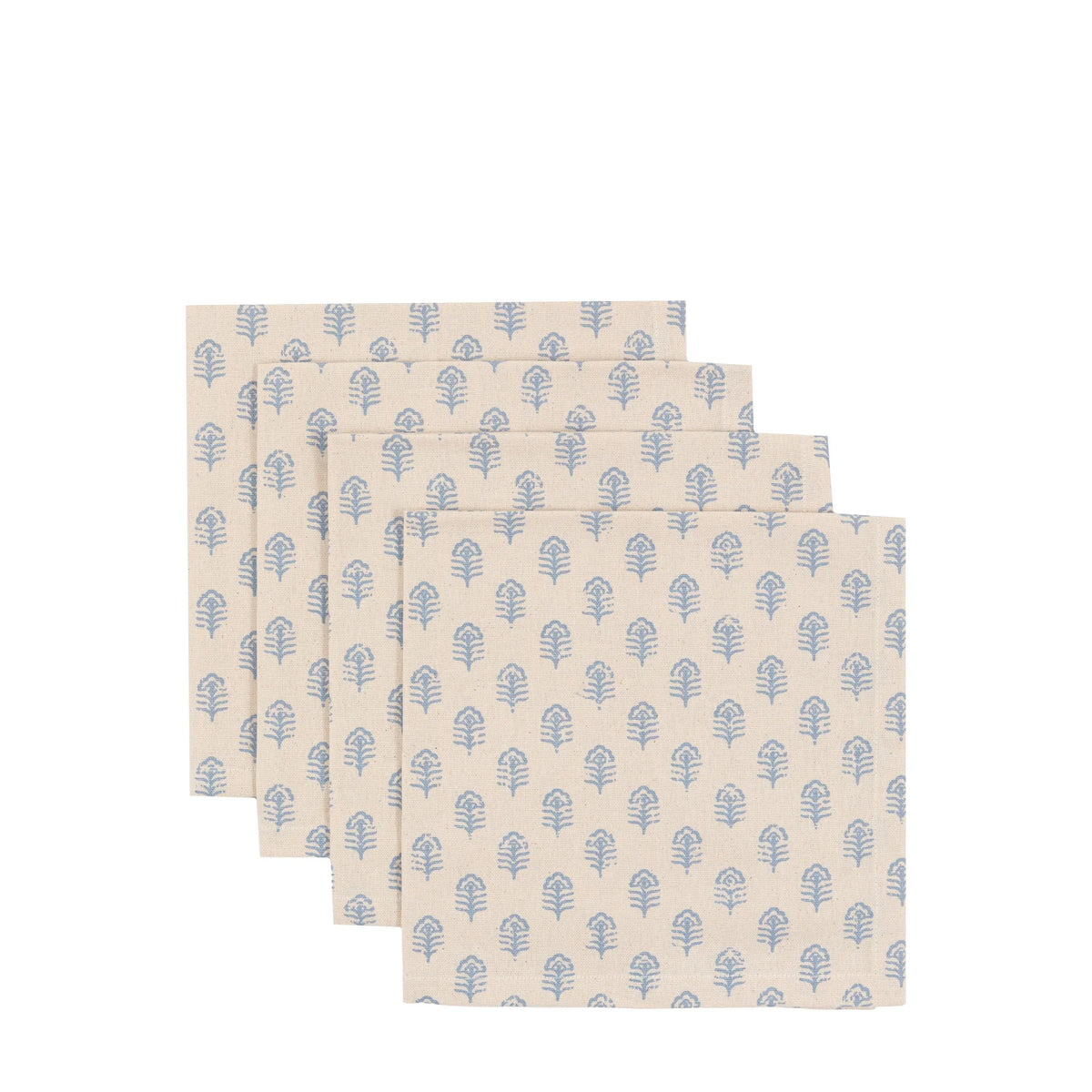 Bodhi Sleeping Fleur Floral Stamp Napkins Blue 4pk House of Isabella UK