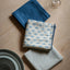 Bodhi Sleeping Fleur Floral Stamp Tea Towel Blue 3pk House of Isabella UK