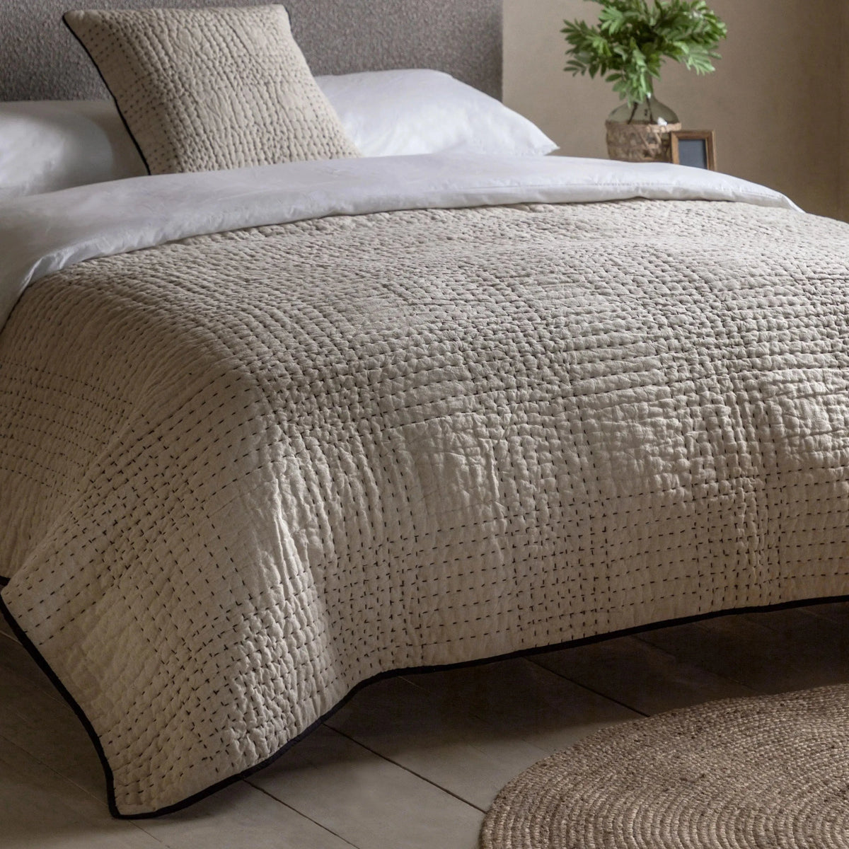 Bodhi Sleeping Matrix Bedspread Beige House of Isabella UK