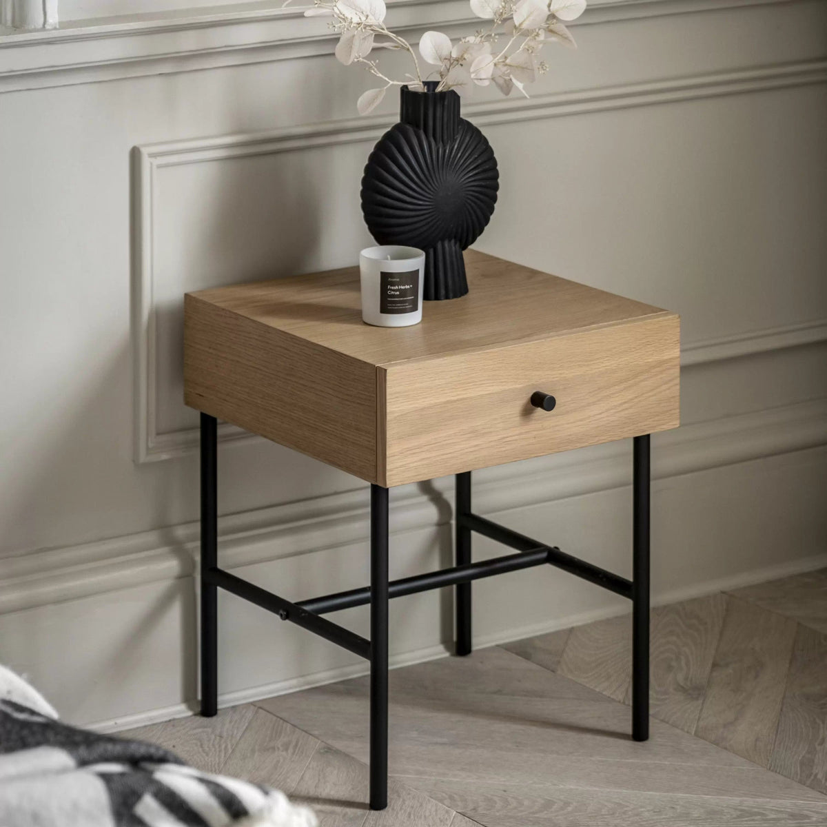 Netham 1 Drawer Bedside Natural 400x400x500mm.
