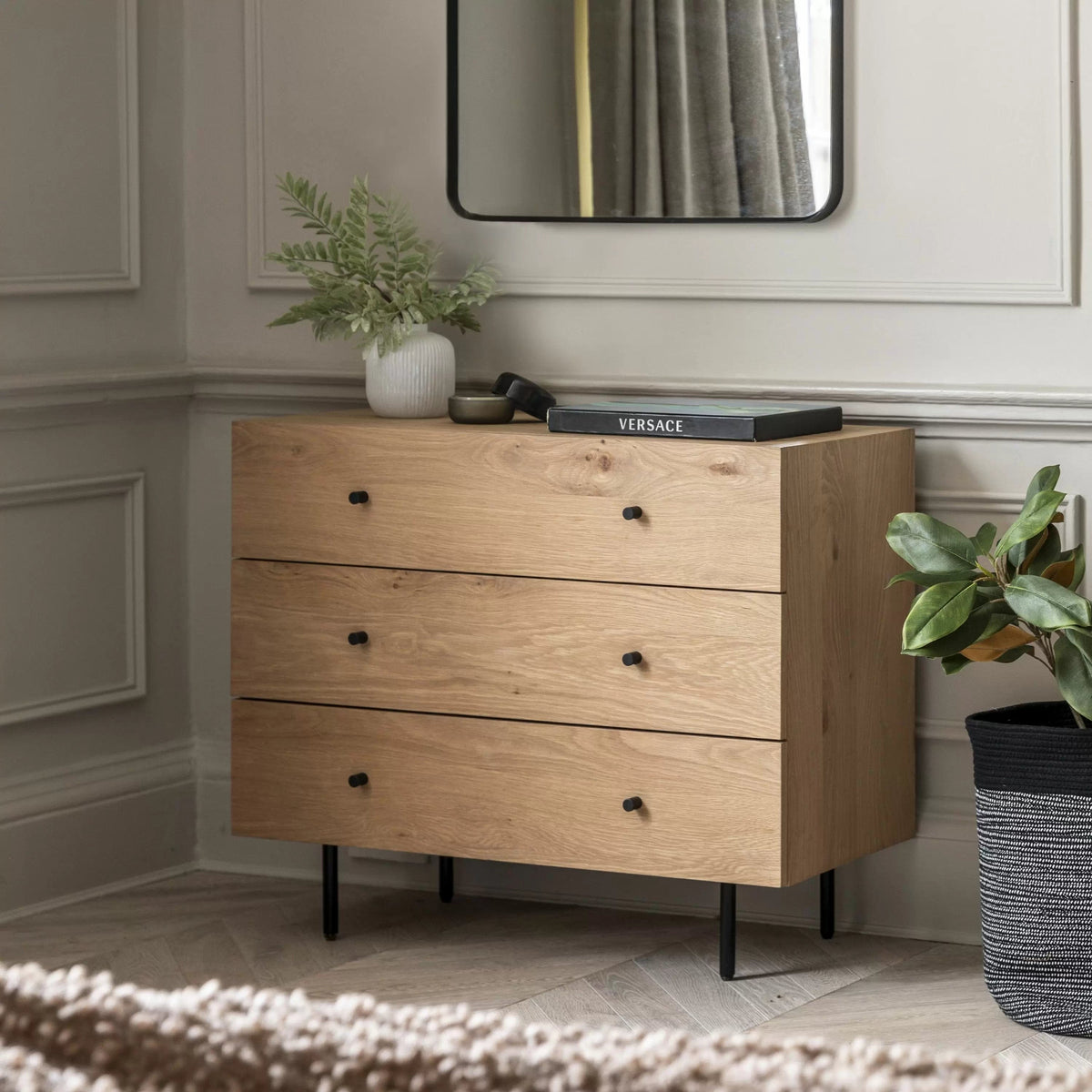 Netham 3 Drawer Chest Natural 400x900x750mm.