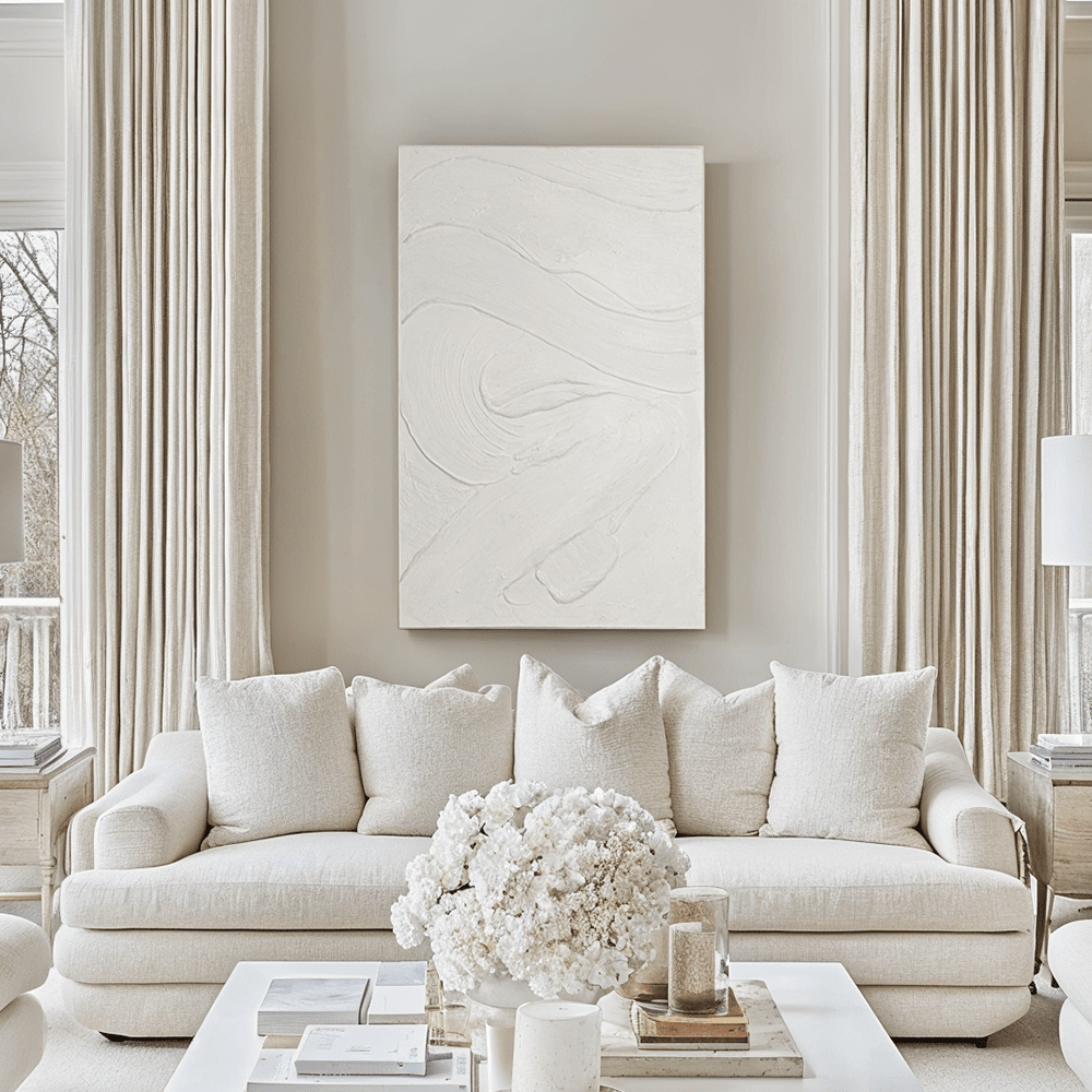 Boston Cream Textured Abstract Canvas Wall Art