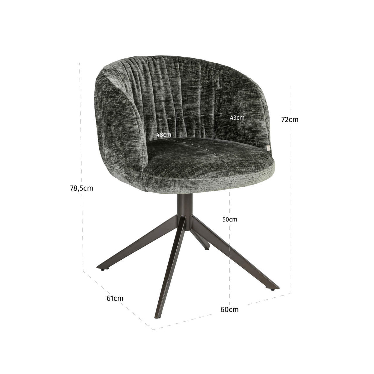 Dining chair Cassi sage chenille swivel
