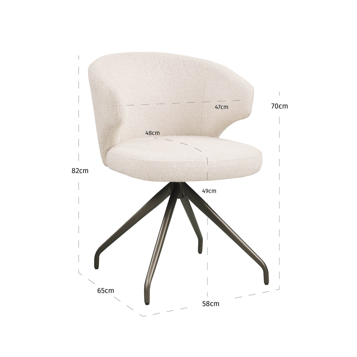 Dining chair Milly biscotti swivel